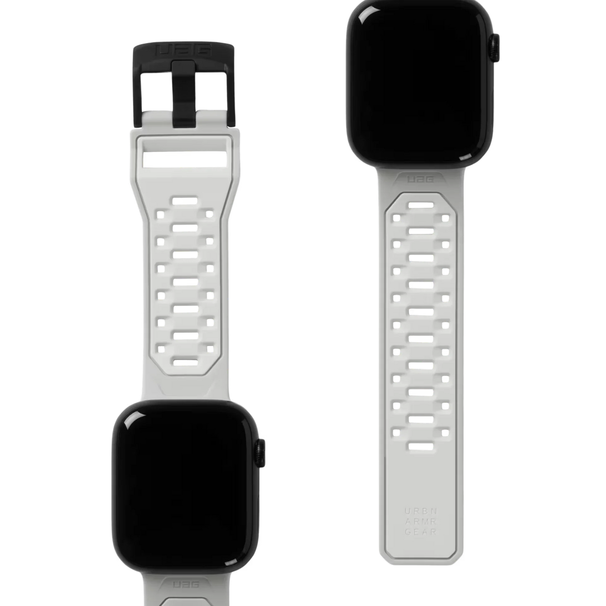Szary pasek UAG do Apple Watch z perforacją, idealny do biura i aktywnego stylu życia