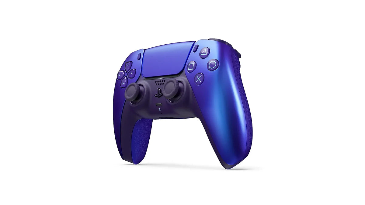 Fioletowy kontroler PlayStation 5 z błyszczącą powłoką i ergonomicznym designem
