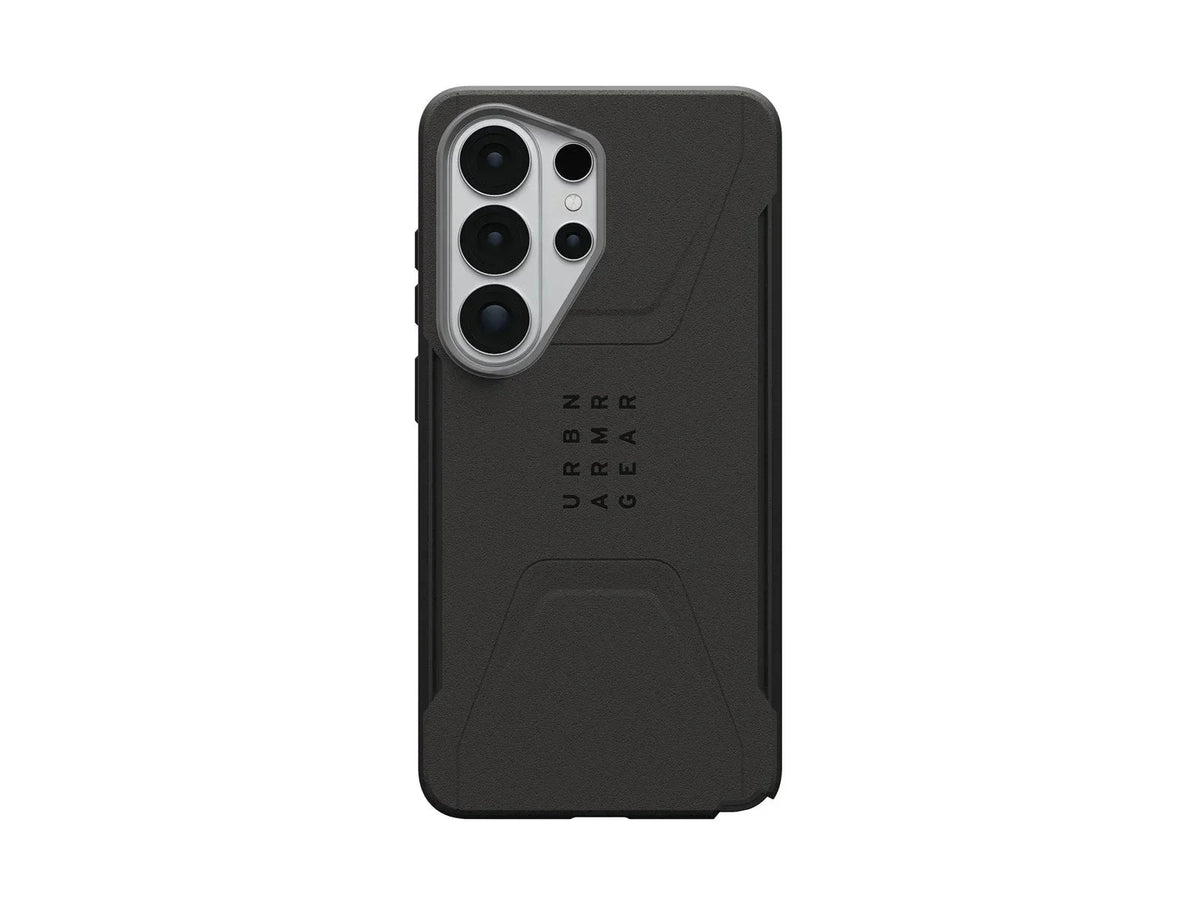Czarny etui na telefon z widocznym modułem aparatu i napisem URBAN ARMOR GEAR