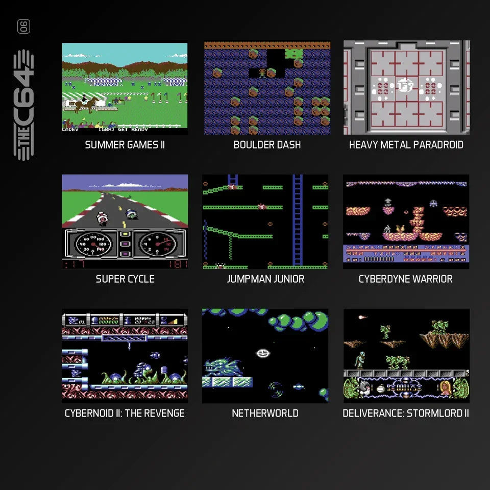 Kolekcja klasycznych gier C64: Summer Games II, Boulder Dash, Heavy Metal Paradoid i inne retro tytuły