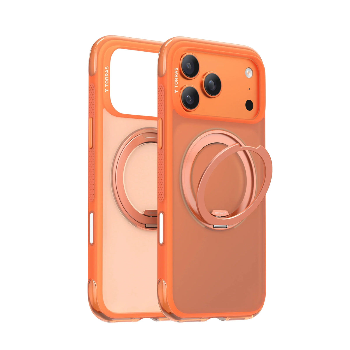 Pomarańczowy etui TORRAS z uchwytem OStand™ na iPhone, idealne do home office i biura