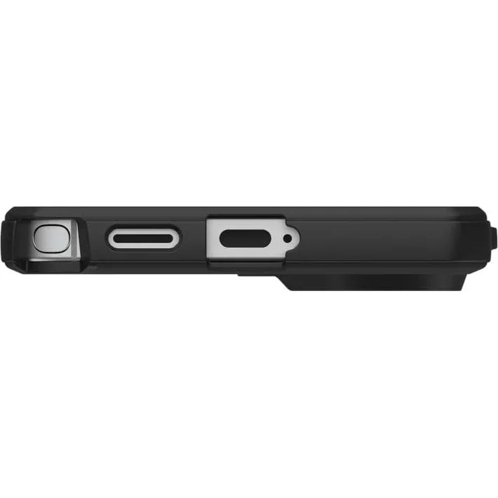 Czarny port ładowania USB-C i gniazdo audio na urządzeniu biurowym