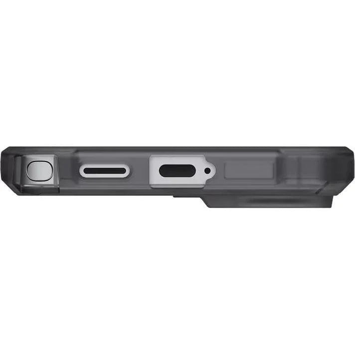 Czarny stojak na telefon z portem USB-C i gniazdem ładowania, idealny do home office