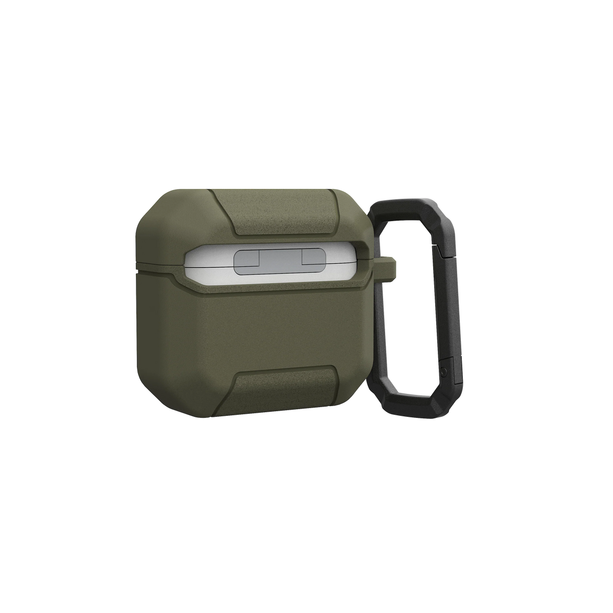 Ochronny etui na AirPods w kolorze khaki z uchwytem, idealne do Home Office i biurka