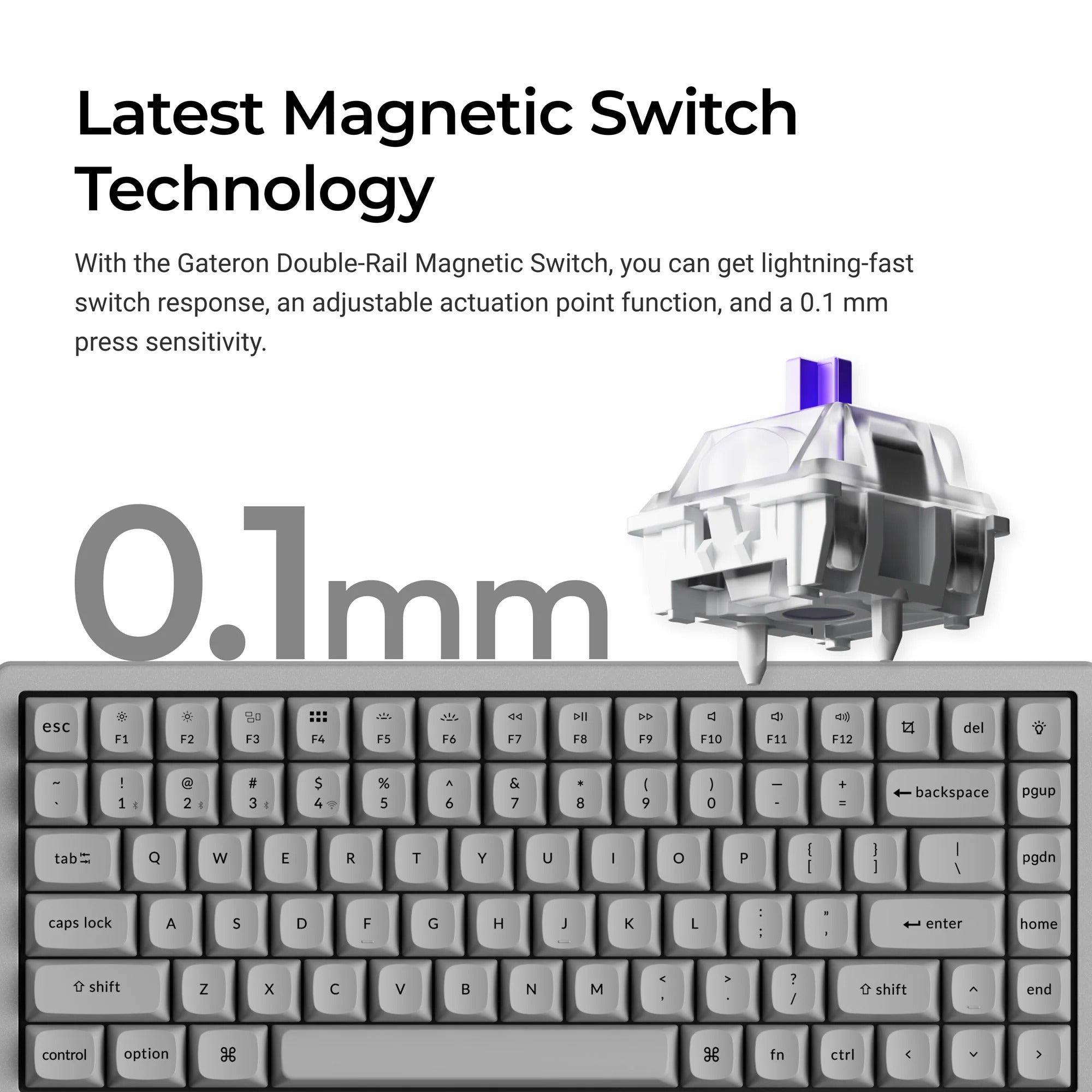Keychron - K2 HE Wireless Magnetic Switch Custom Keyboard Concrete Edition