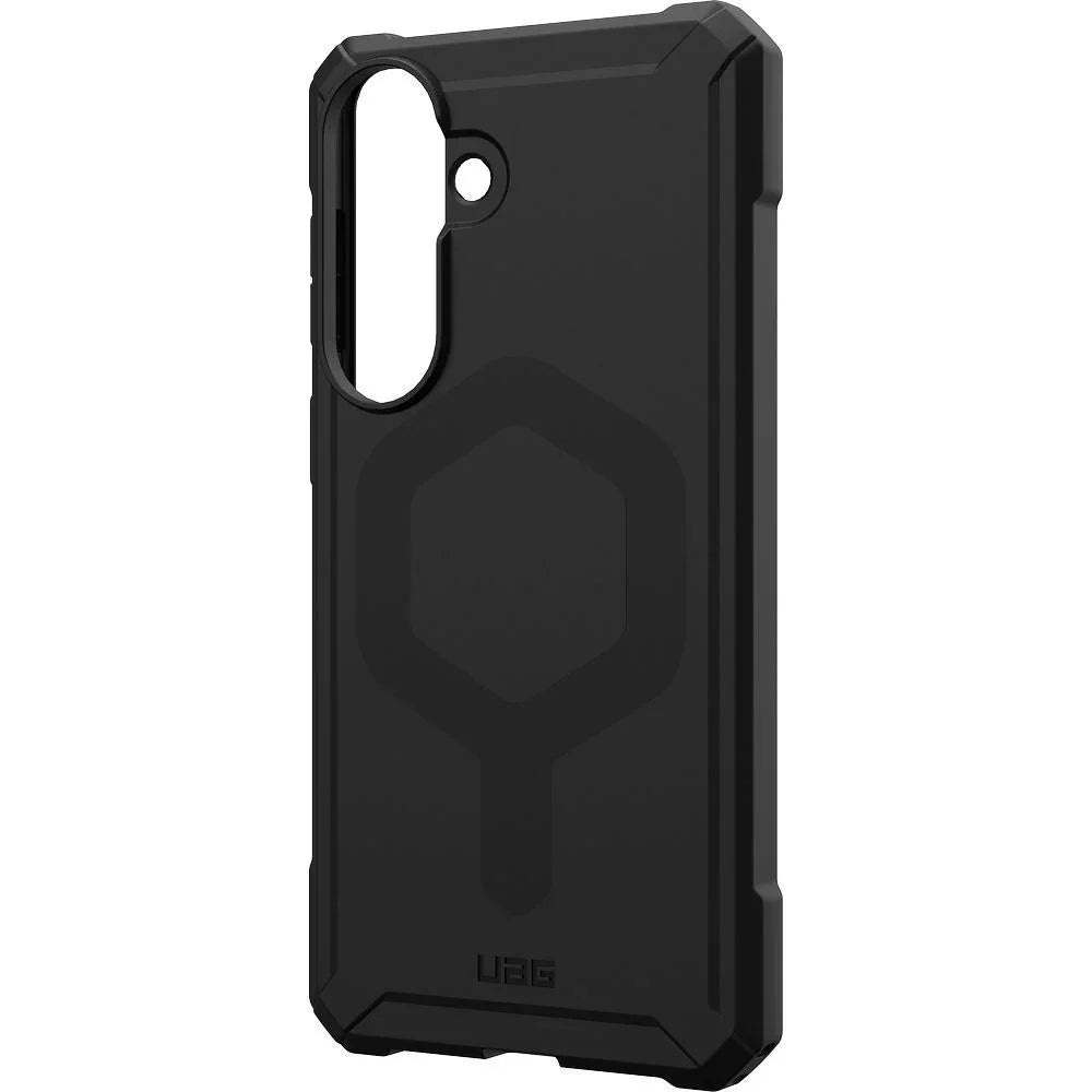 Czarny, odporny etui UAG na telefon z otworem na aparat i magnetycznym uchwytem