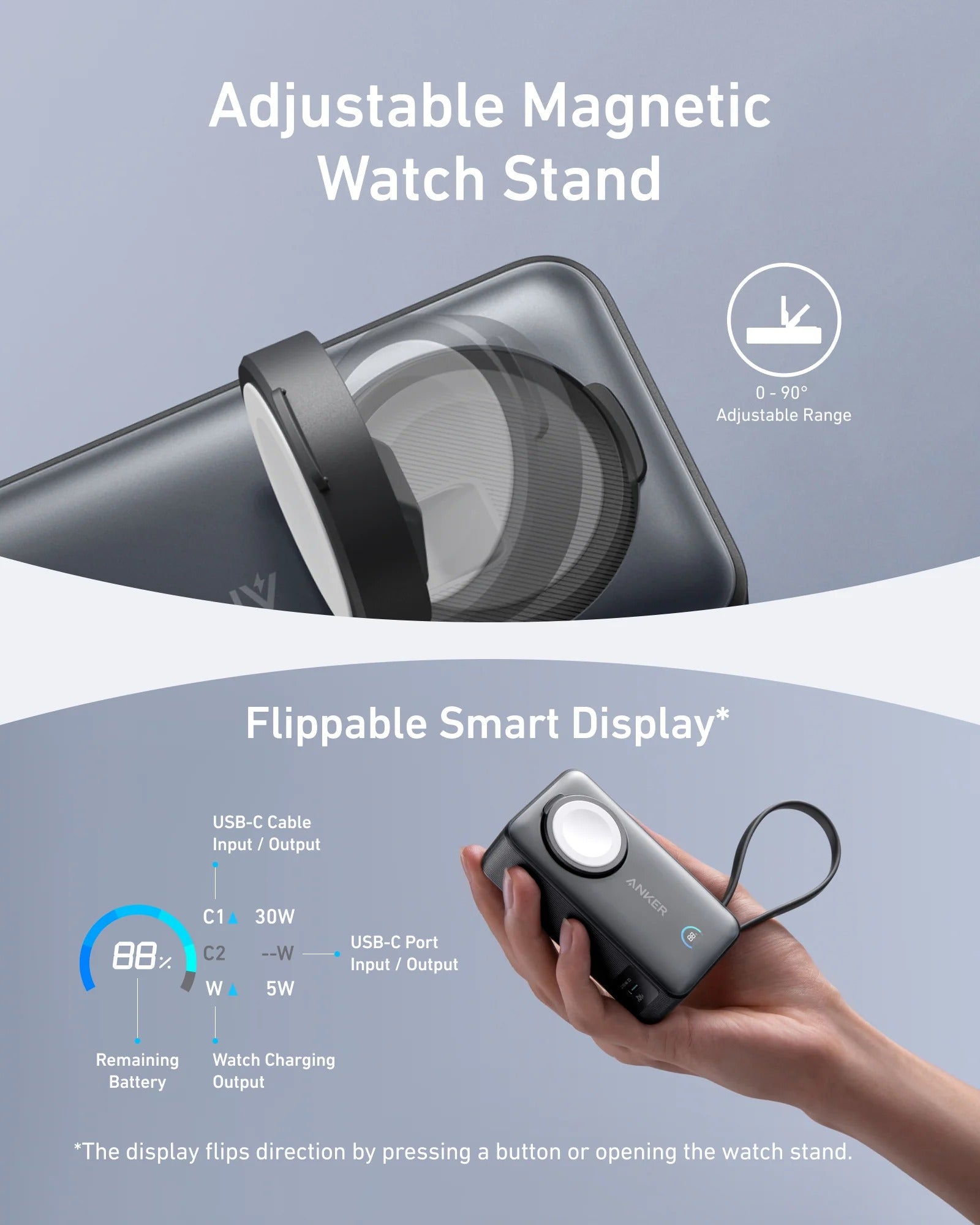 Anker - MagGo Power Bank (10K, 35W, For Apple Watch)