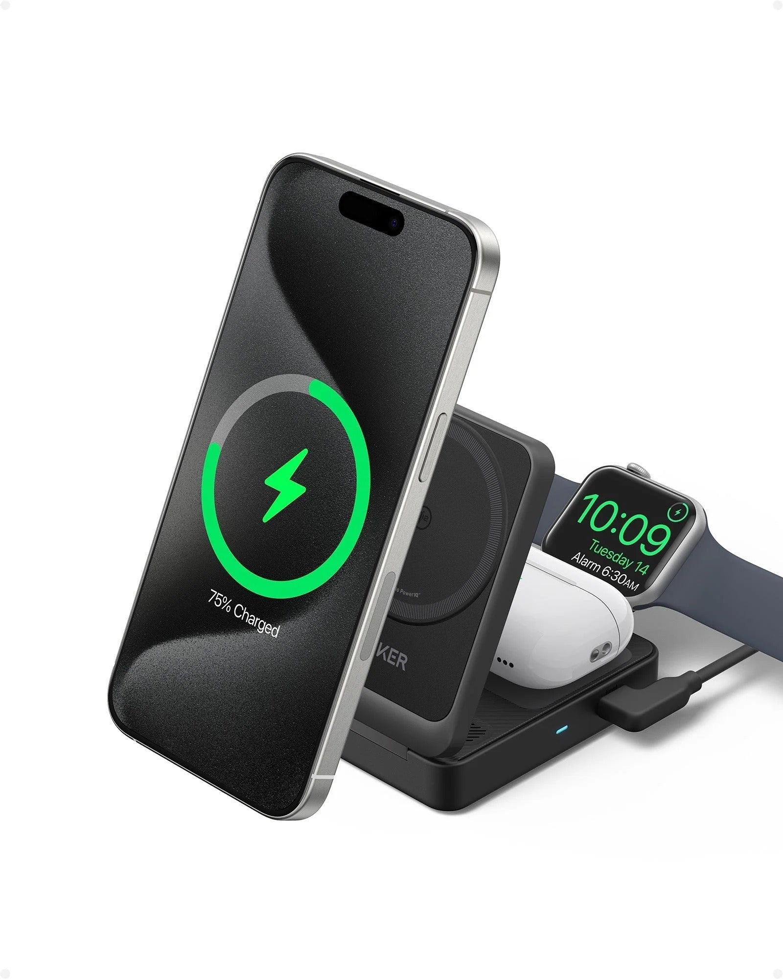 Anker - MagGo Wireless Charging Station (Foldable 3-in-1)