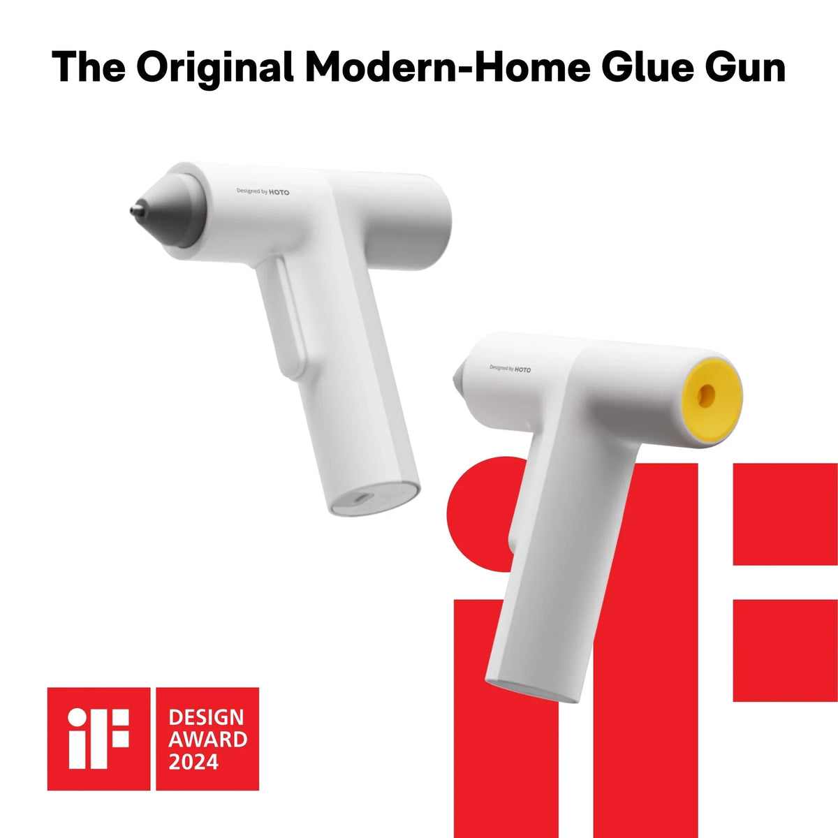 Nowoczesna pistolet klejowy do domu, biały design, nagroda iF Design Award 2024