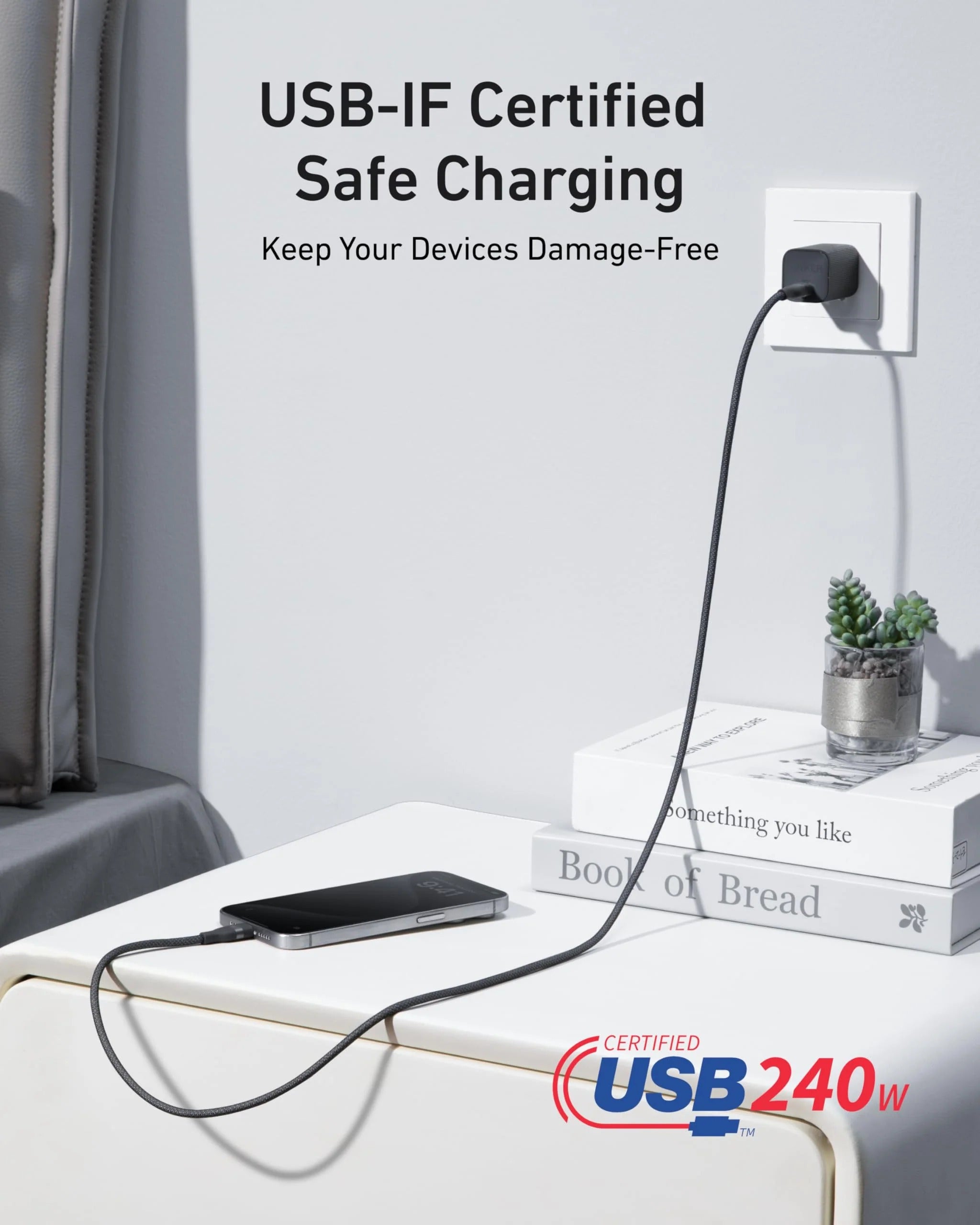 Anker - USB-C to USB-C Cable (240W, Upcycled-Braided)