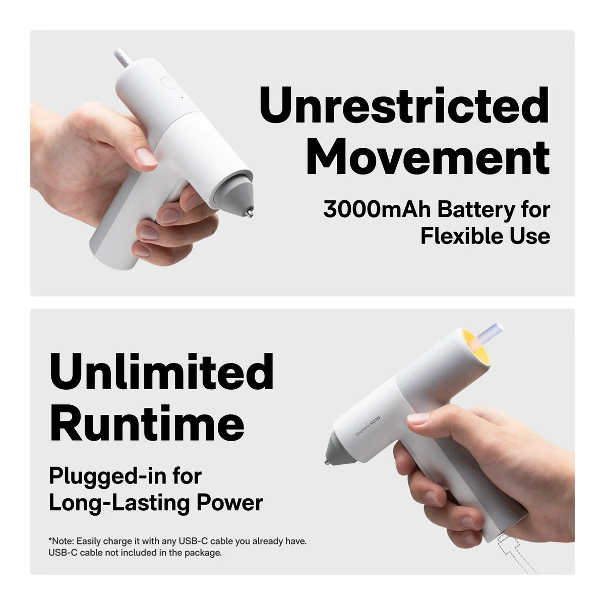 Biały masażer mięśniowy z baterią 3000mAh, ładowany USB-C, idealny do domowego biura i relaksu