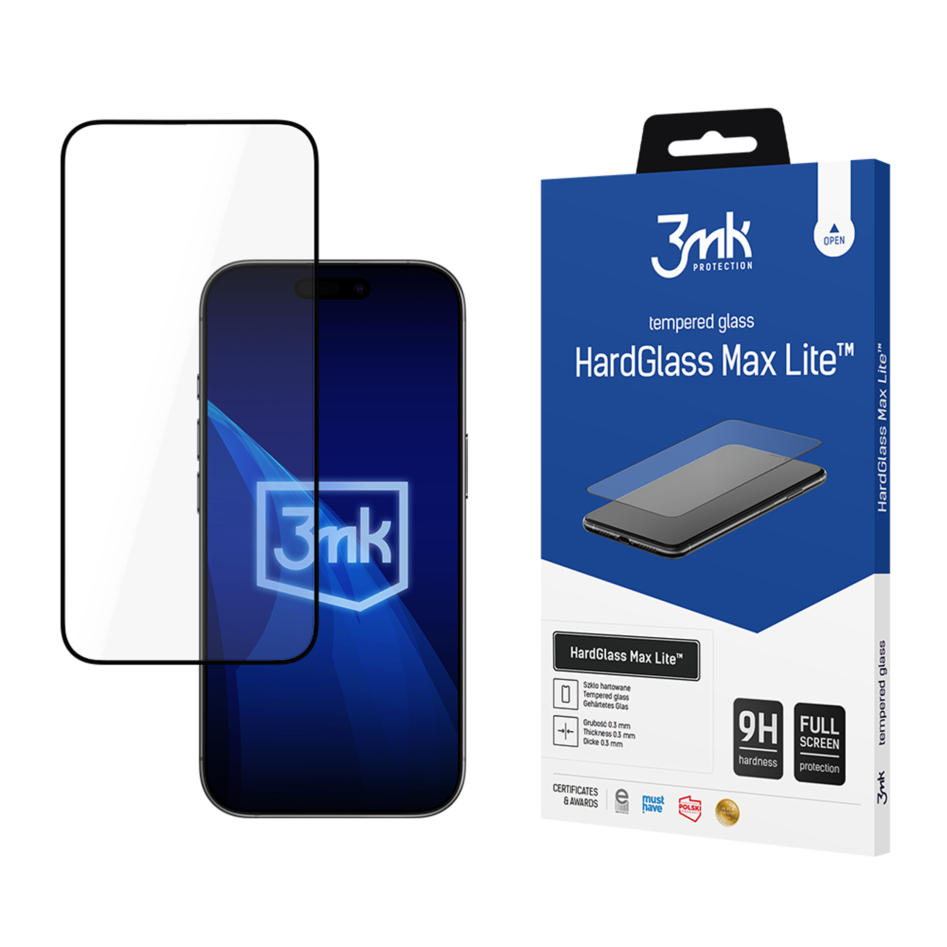 3mk - HardGlass Max Lite Tempered glass for Apple iPhone 17 Pro / Pro Max / Air