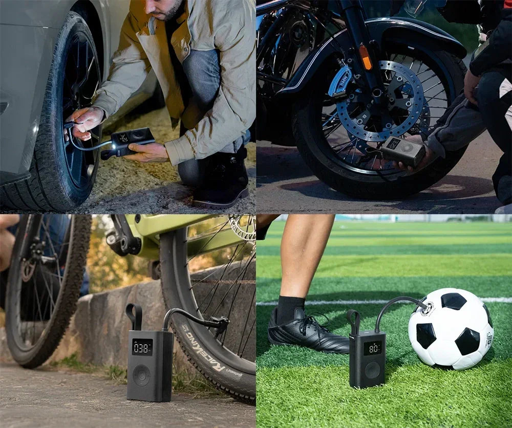 Uniwersalny elektryczny pompka do opon samochodowych, rowerów, motocykli i piłek – kompaktowa, z cyfrowym wyświetlaczem