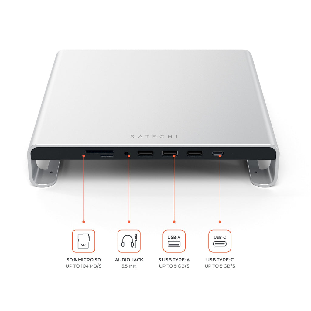 Satechi - Type C Aluminum Monitor Stand Hub for Imac