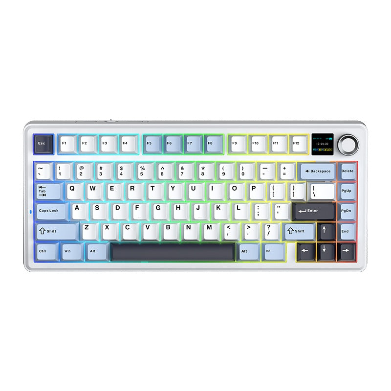 AULA - F75 MAX - Gasket-Mounted Hot-Swappable Tri-Mode Mechanical Keyboard with TFT Screen - Glacier Blue