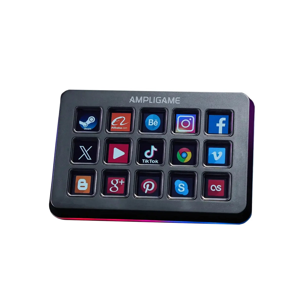 Klawiatura AMPLIGAME z ikonami aplikacji, idealna do biura domowego i personalizacji