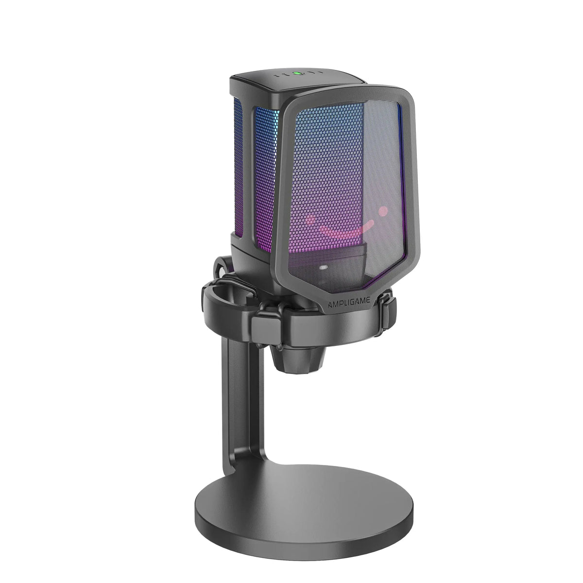 Mikrofon USB z RGB, idealny do streamingu i pracy w Home Office, z podstawą i siatką ochronną
