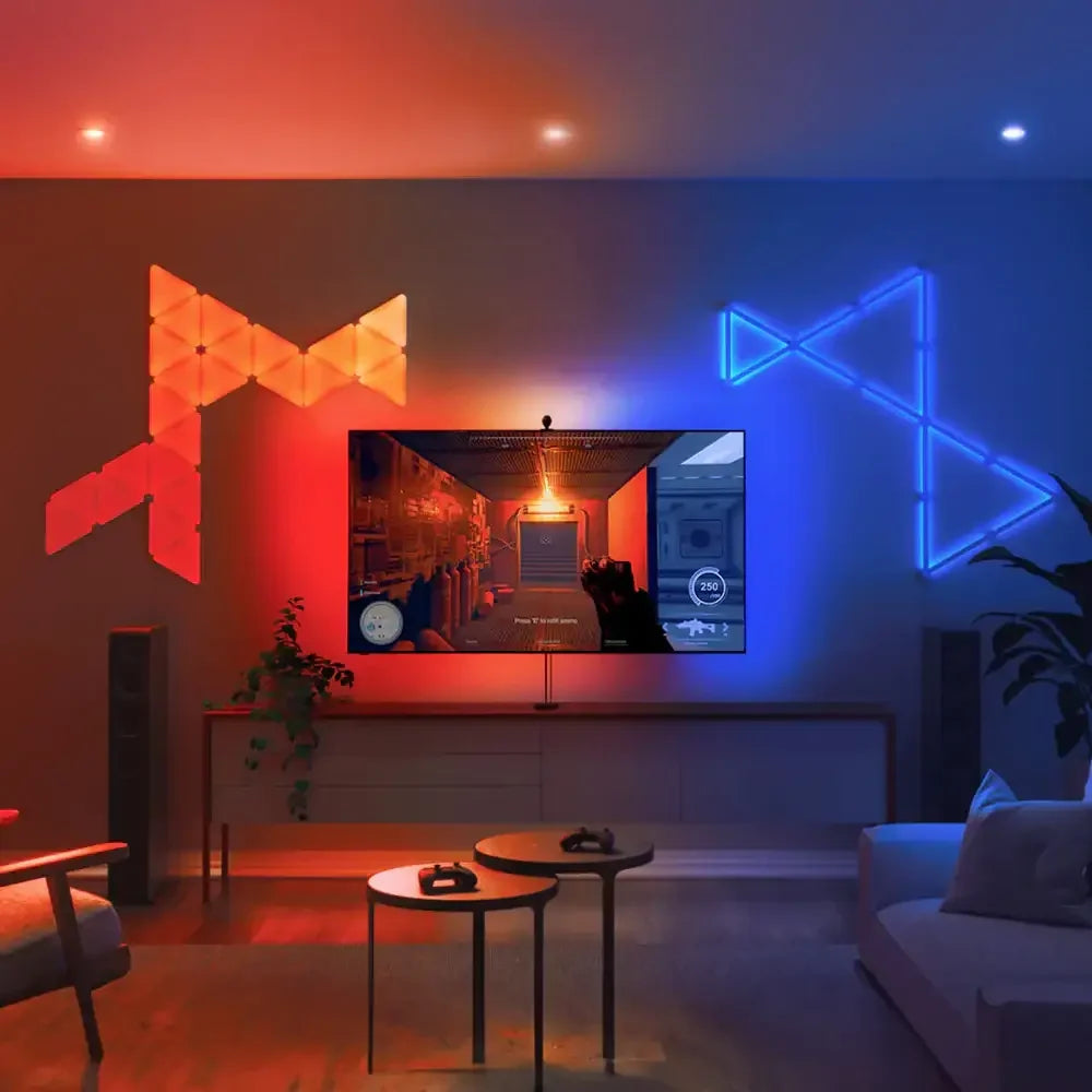 Gra wideo na telewizorze z kolorowym oświetleniem LED, idealne dla domowego biura i gamingu