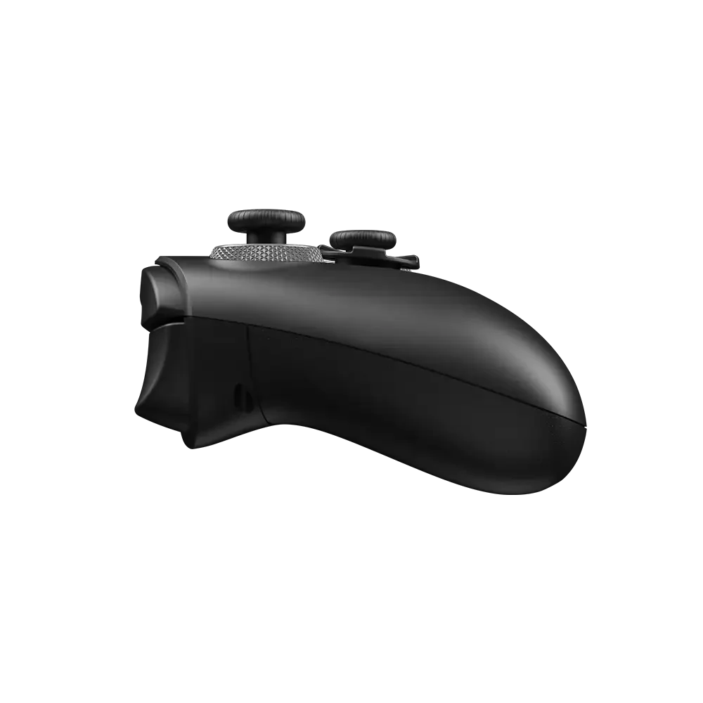 Czarny kontroler gier z ergonomicznym designem i przyciskami