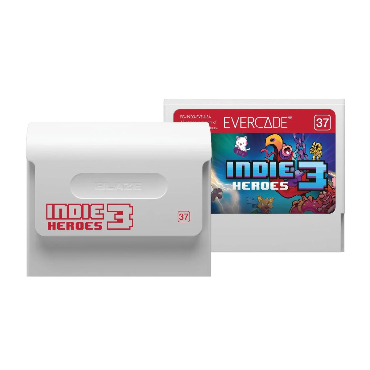Konsolowa karta gry Indie Heroes 3 dla Evercade, wersja Blaze, numer 37