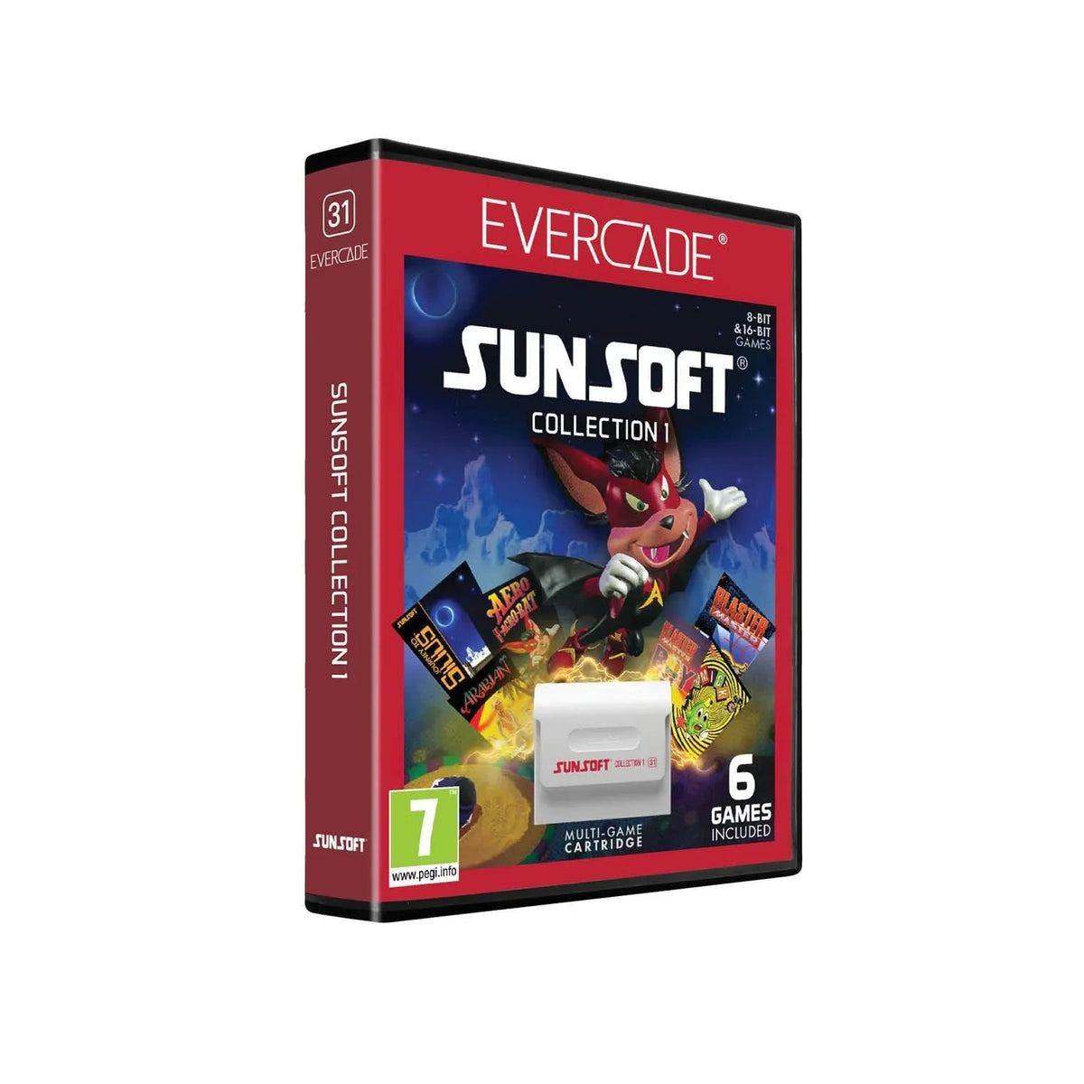 Kolekcja gier Sunsoft Collection 1 na konsolę Evercade, 6 klasycznych gier 8-bit i 16-bit