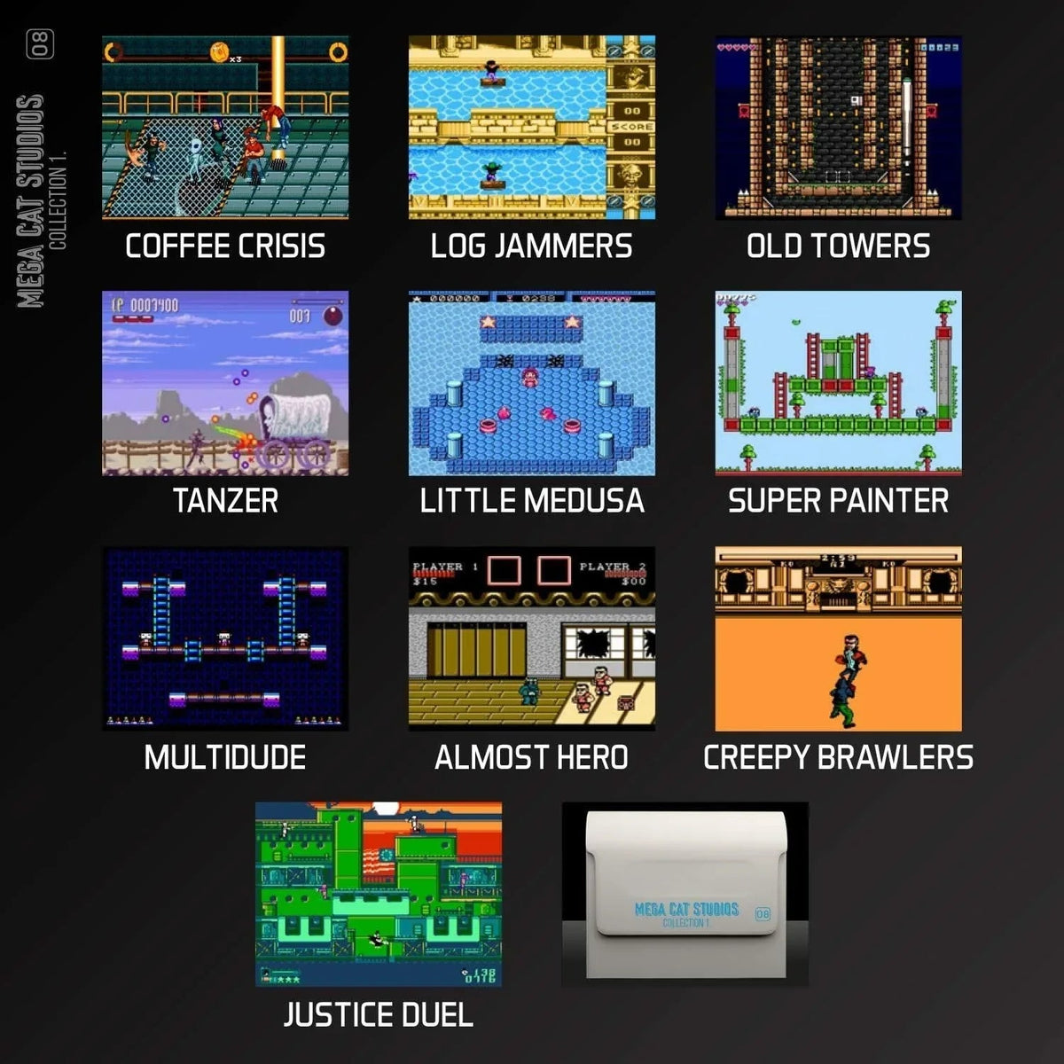 Kolekcja gier retro Mega Cat Studios Collection 1 z klasycznymi tytułami i konsolą