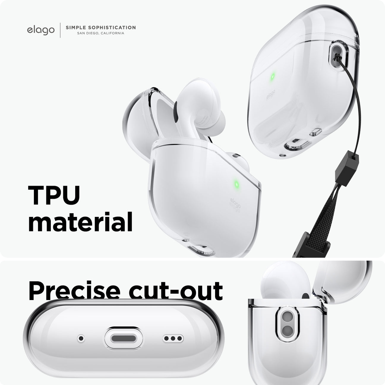 Elago - Clear Case with Nylon Lanyard for AirPods Pro 2