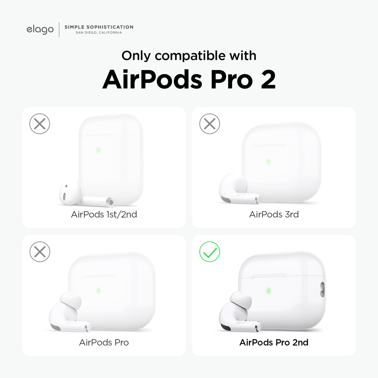 Elago - Silicone Basic Case with Fabric Lanyard for AirPods Pro 2
