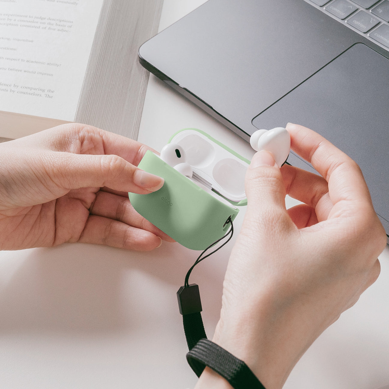 Elago - Silicone Basic Case with Fabric Lanyard for AirPods Pro 2