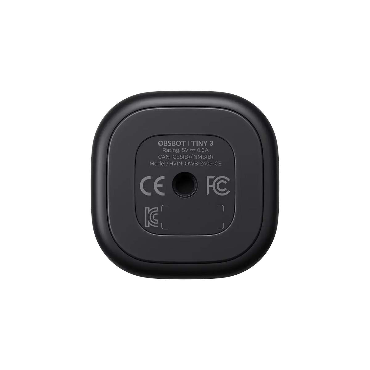 OBSBOT Tiny 3 – czarny, kompaktowy akcesorium biurowe z certyfikatami CE i FC, idealne do home office