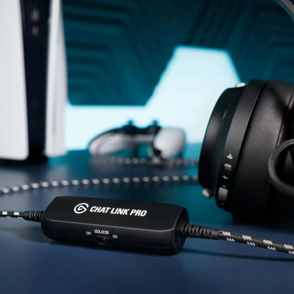 Chat Link Pro – adapter do słuchawek gamingowych z izolatorem dźwięku, idealny do setupu biurowego i gier