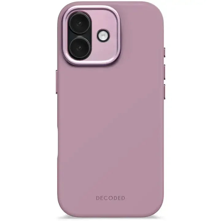 Różowy etui na telefon z widocznym logo DECODED i otworami na aparat