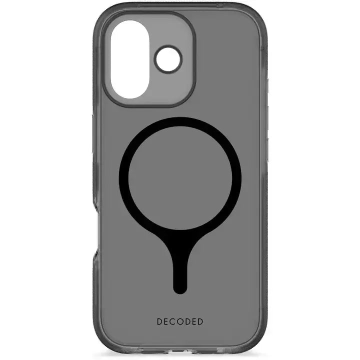 Przezroczysty etui na telefon z magnetycznym uchwytem i logo DECODED