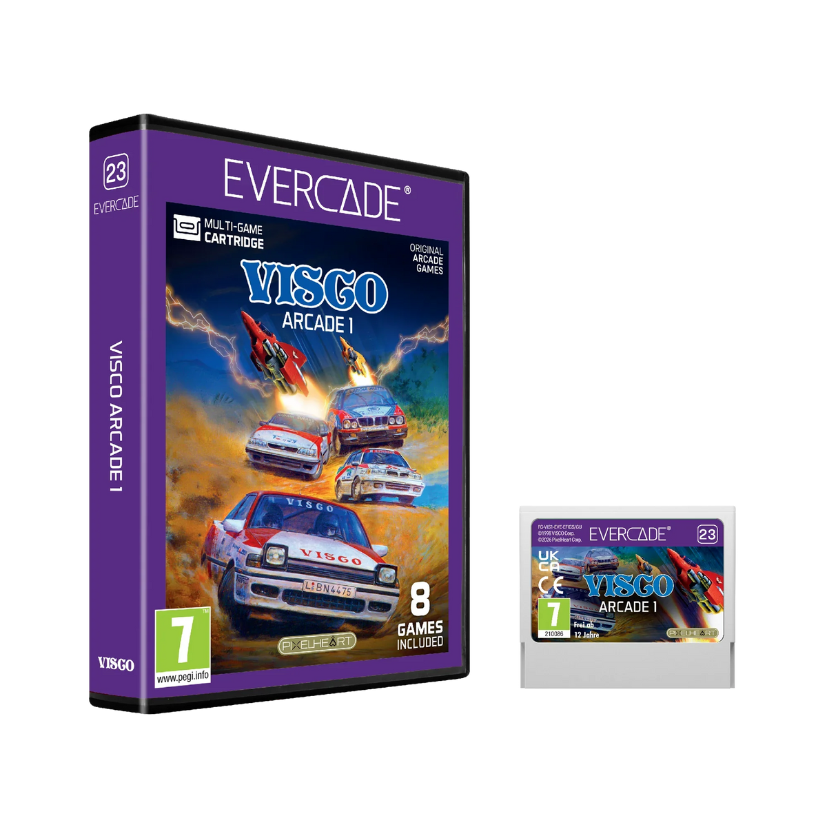 Evercade Visco Arcade 1 – kasetka z 8 grami arcade, wersja kolekcjonerska z okładką i kartą gier