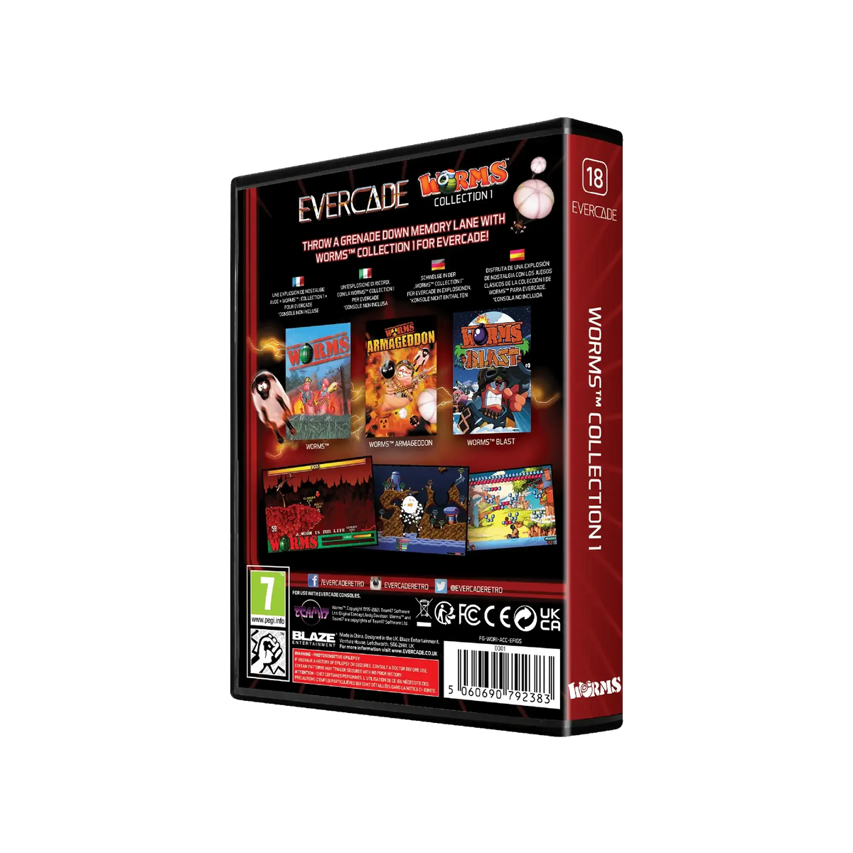 Worms Collection 1 – zestaw klasycznych gier z serii Worms dla konsoli Evercade, wersja retro z PEGI 7