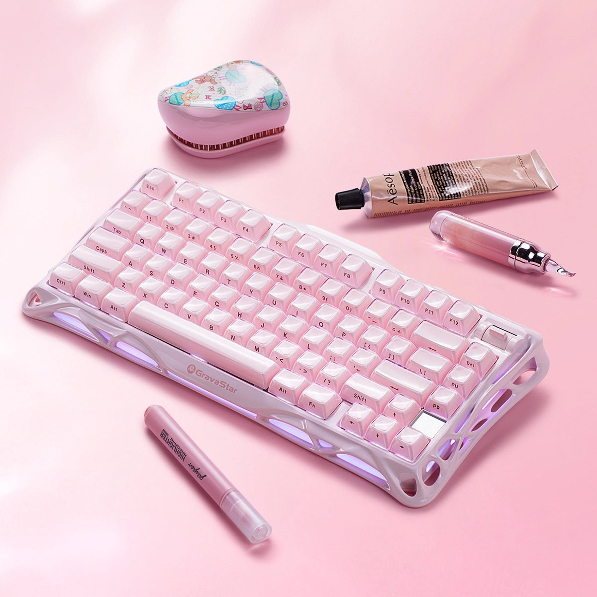 GravaStar - Mercury K1 Sakura Pink - Wireless Mechanical Keyboard