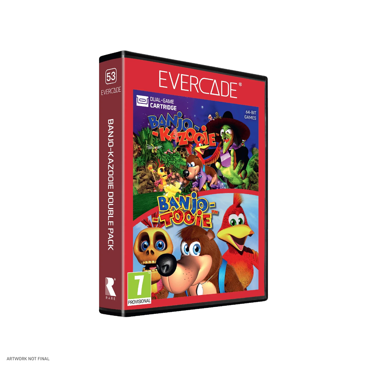 Pudełko gry Banjo-Kazooie i Banjo-Tooie na konsolę Evercade, zestaw podwójny z klasycznymi grami 64-bitowymi