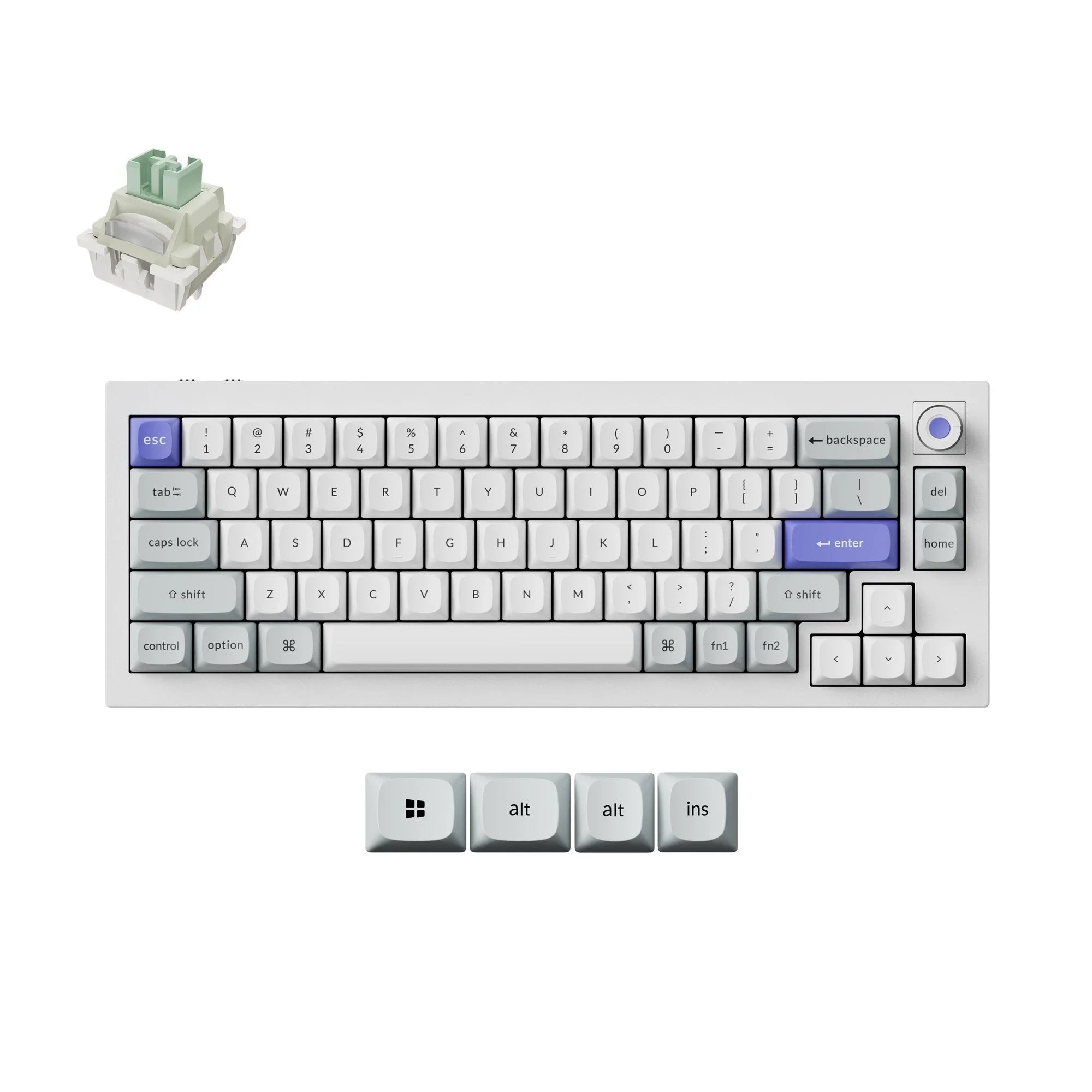 Keychron Q2 HE 8K Wired Magnetic Switch Keyboard Knob Version 75 Layout White