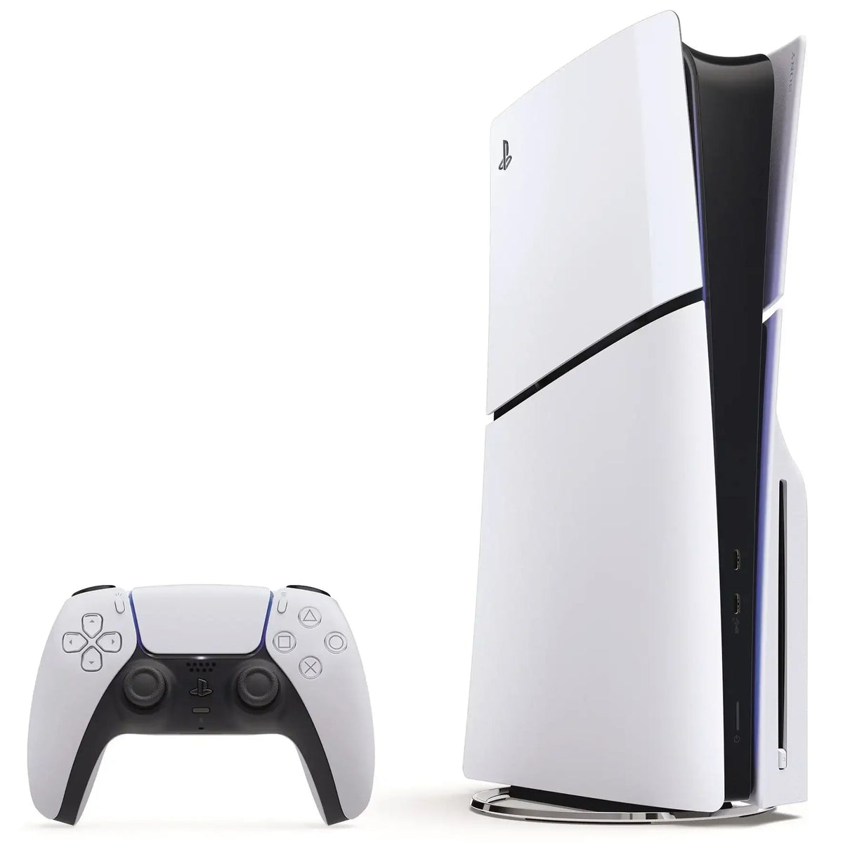 Biała konsola PlayStation 5 z kontrolerem DualSense, idealna do gier i rozrywki w domu