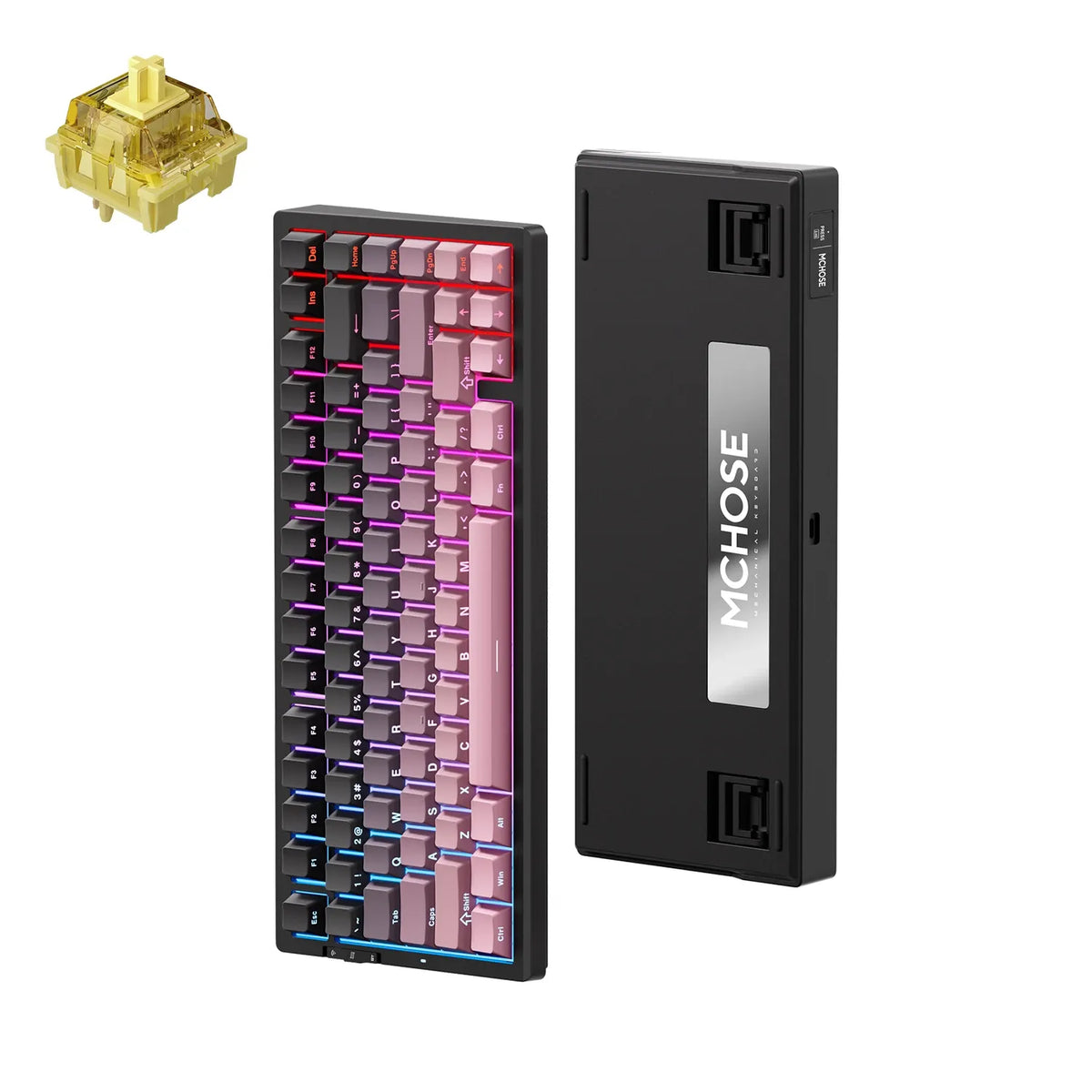 MCHOSE - Wireless Mechanical Keyboard G75 Pro Tri-Mode Black Pink