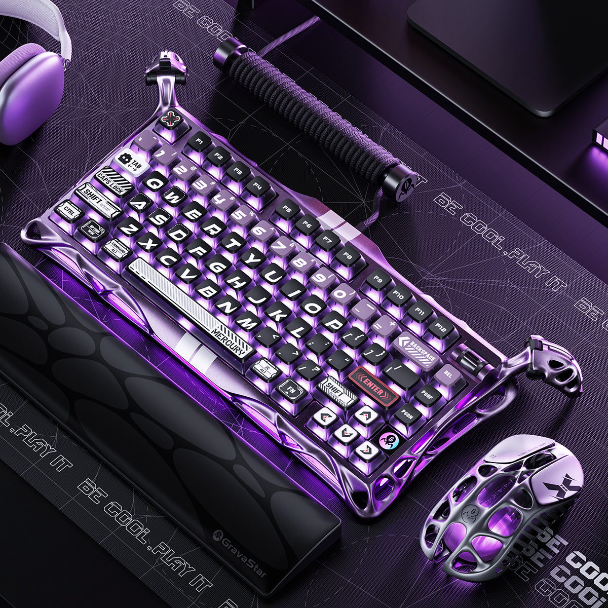 GravaStar - Mercury V75 Pro Iron Purple - Wired Magnetic Keyboard