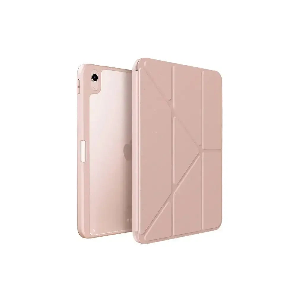 Różowe etui ochronne na iPad Air 5 generacji, minimalistyczny design, widok z dwóch stron