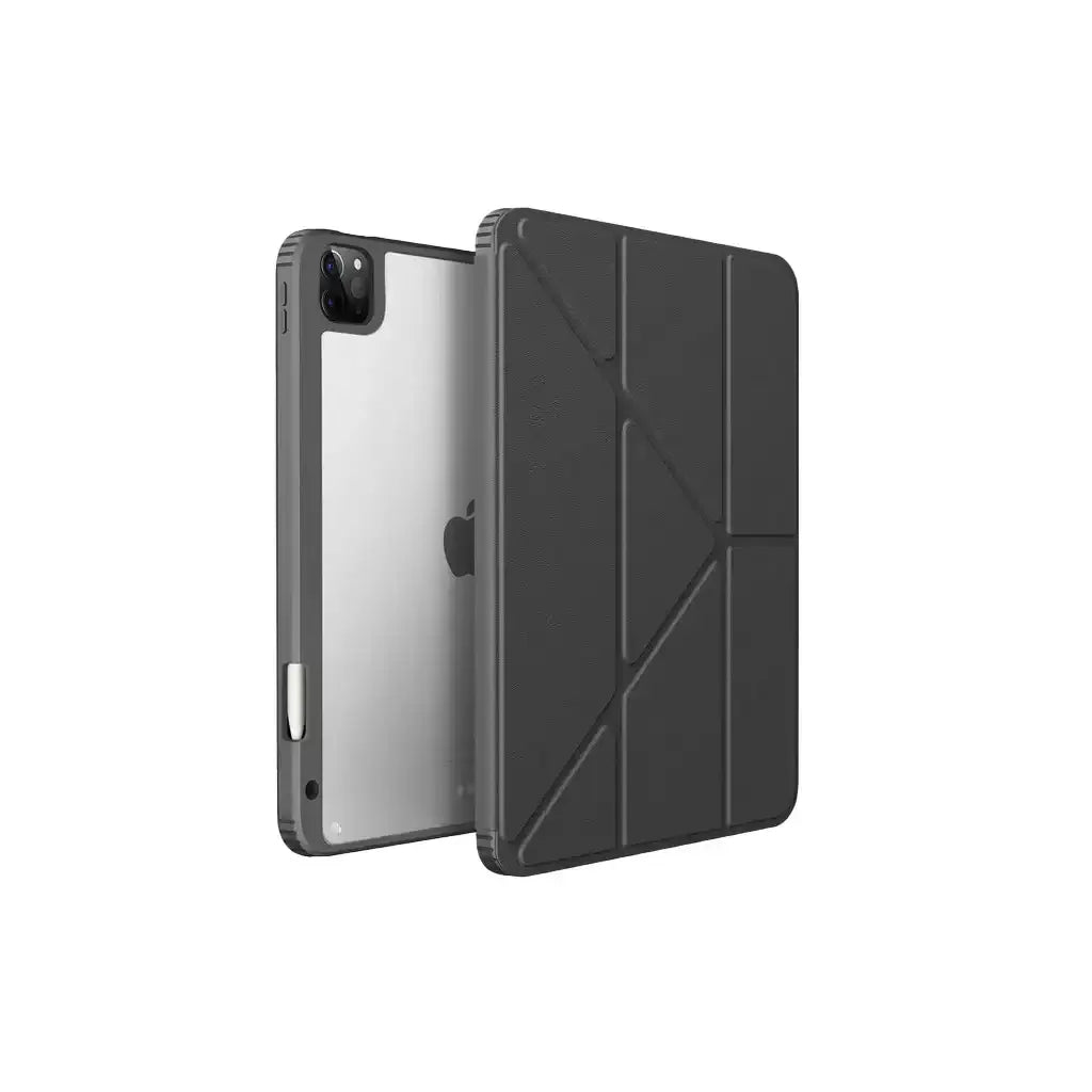 Szare etui ochronne do iPad Pro 11 cala 2021 z widoczną tylną obudową i okładką