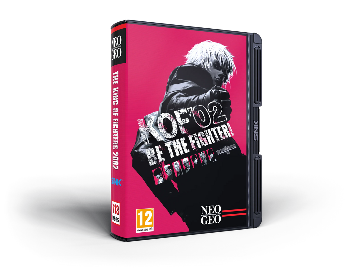 Pudełko gry The King of Fighters 2002 na Neo Geo, czerwone z postacią i logo SNK