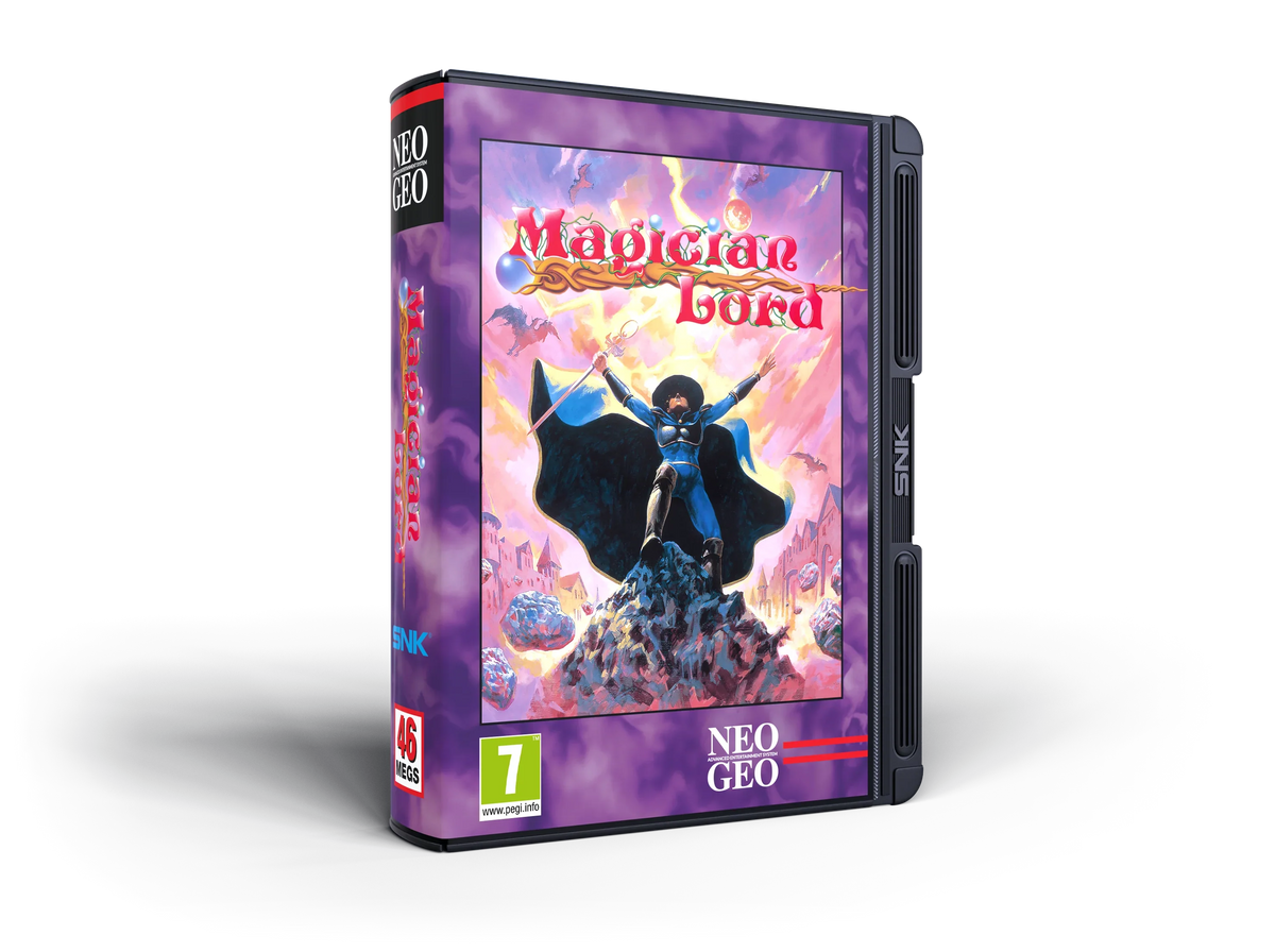 Kaseta gry Magician Lord dla NEO GEO, 46 MB, ocena PEGI 7, klasyczna gra akcji z magiem na okładce