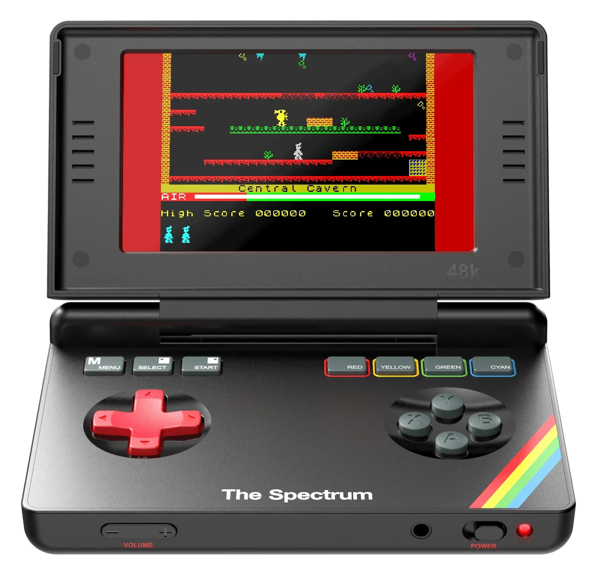 The Spectrum – retro konsola do gier z kolorowymi przyciskami i ekranem z klasycznymi grami