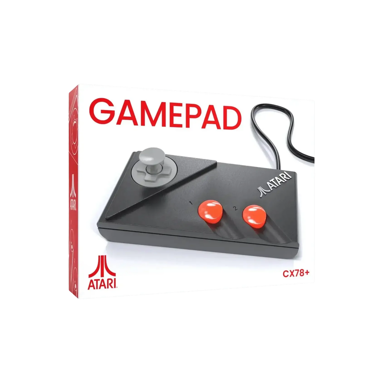 Klasyczny gamepad Atari CX78+ z dżojstikiem i czerwonymi przyciskami, idealny dla retro gamingu