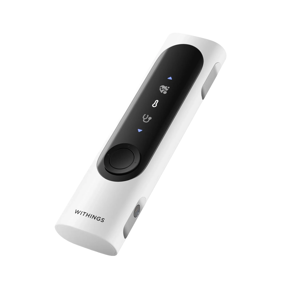 Biały termometr cyfrowy Withings z czarnym ekranem i przyciskami, idealny do monitorowania zdrowia w domu