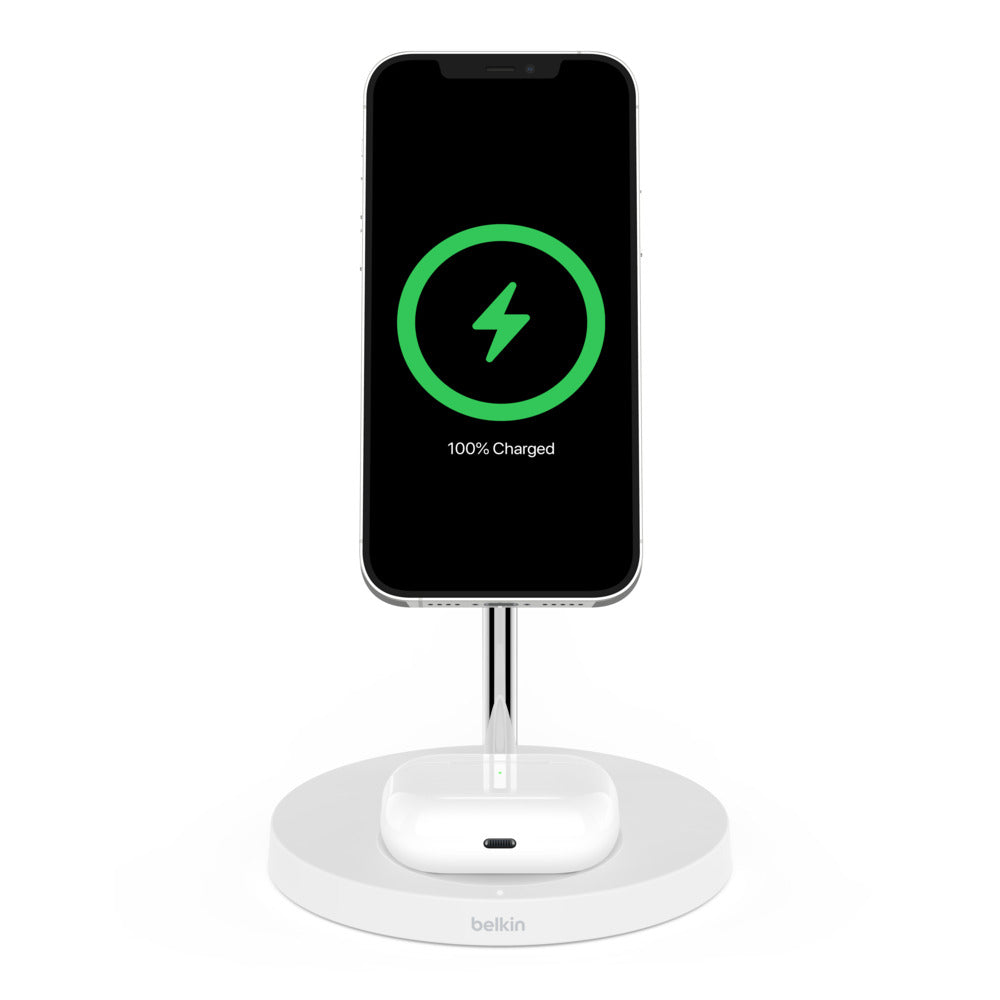 Belkin - BoostCharge Pro 2-in-1 Wireless Charger Stand with Official MagSafe Charging 15W