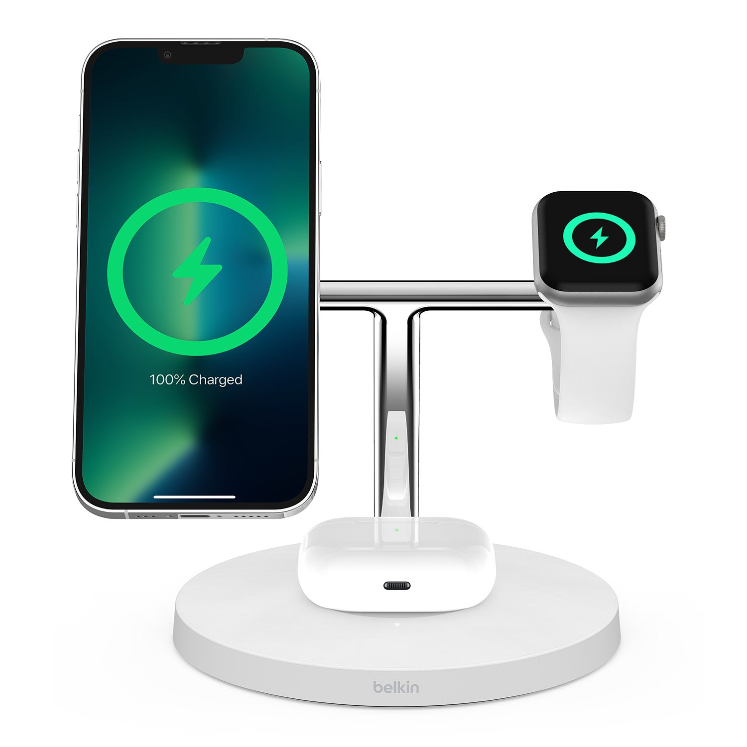 Belkin - BoostCharge Pro 3-in-1 Wireless Charger with Official MagSafe Charging 15W